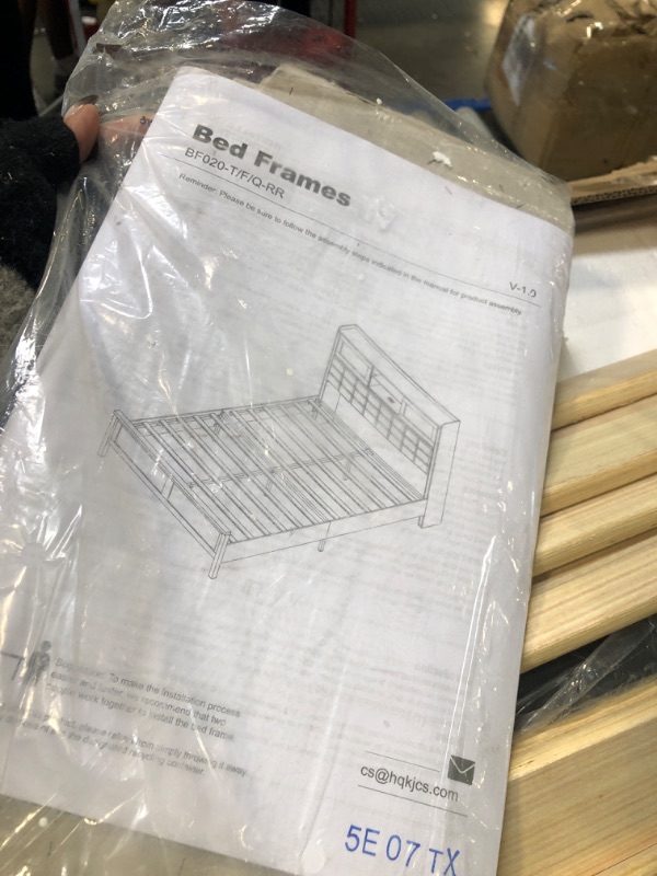 Photo 1 of ******BRAND NEW ITEM******** Rolanstar Bed Frame Full Size with Charging Station, Bookcase Headboard Bed with LED Light and Sliding Doors, Platform Bed with Wooden Slats, No Box Spring Needed, Noise Free, Black