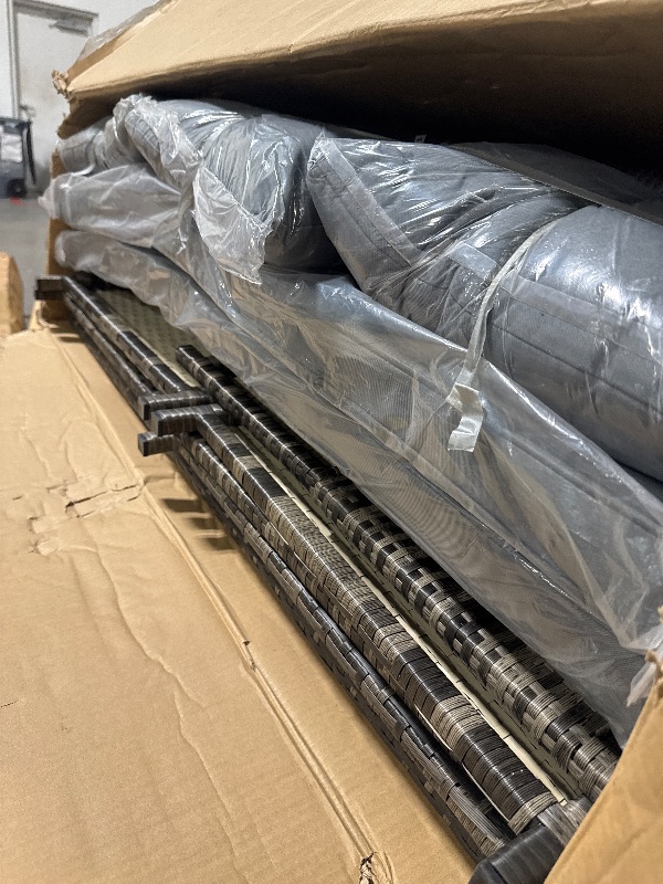 Photo 1 of ************GREY COLOR**** Shintenchi 3 Pieces Patio Furniture Set 3 Pieces PE Rattan Wicker Chairs with Table Outdoor Furniture for Backyard/Garden/Poolside/Outdoor Restaurant Gary Rattan with Blue Cushion