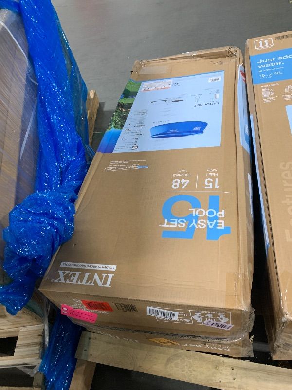 Photo 1 of Intex 28167EH Easy Set Inflatable Swimming Pool Set: 15ft x 48in – Includes 1000 GPH Cartridge Filter Pump – Removable Ladder – Pool Cover – Ground