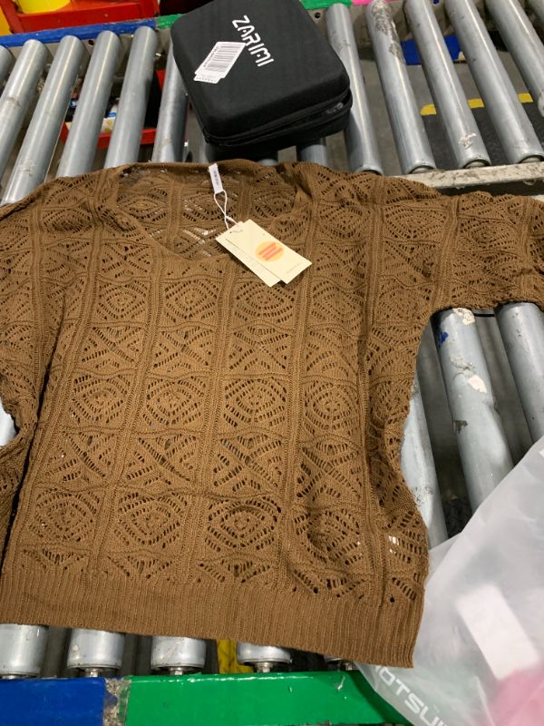 Photo 1 of BROWN!! SEE THROUGH SHORT SLEEVE SWEATER****DOKOTOO