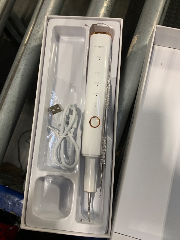 Photo 1 of ***missing paryts*** Plaque Remover for Teeth, Electric Tooth Cleaner Tartar Remover for Teeth with LED Light,4 Modes Rechargeable Teeth Cleaning Kit with Dental Tools, 2 Replaceable Heads (White A)