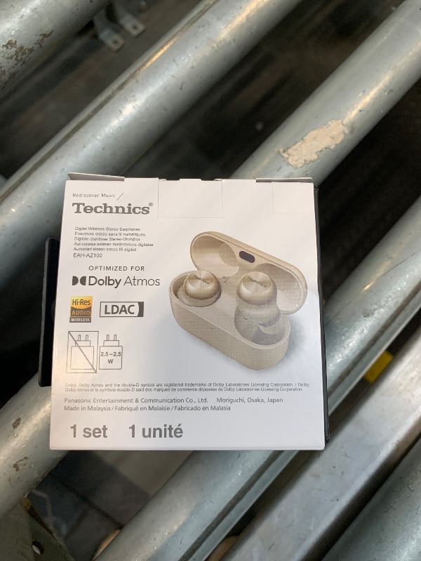 Photo 1 of ***MISSING CHARGER****Technics Reference Class Hi-Fi Wireless Earbuds,Dolby Atmos with Head Tracking,Adaptive Noise Cancelling,3 Device Multipoint, 10-hr Battery,Wireless Charging,Improved Fit -EAH-AZ100-N (Champagne)