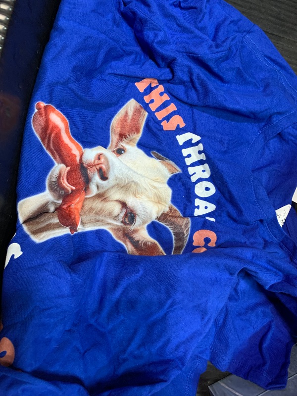 Photo 1 of ***BLUE**funny throat goat swallows juicy wieners inappropriate adult T-Shirt