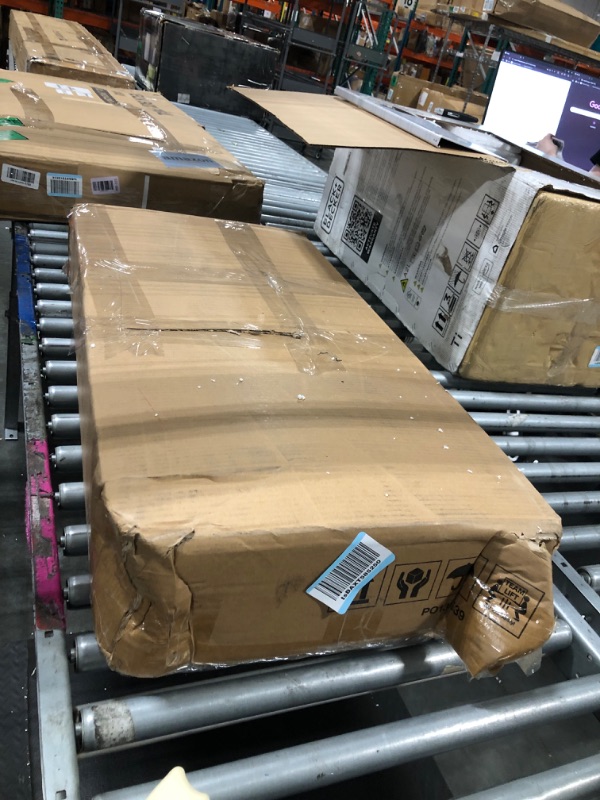 Photo 1 of ***ONLY BOX 1 OF 2*** Tribesigns 71-Inch Executive Desk, L-Shaped Desk with Cabinet, Large Office Desk with Drawers and Storage Shelves, Writing Table Computer Desk for Home Office, Brown and White