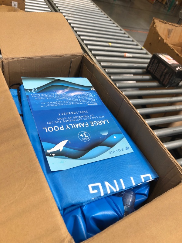 Photo 1 of **MISSING PUMP** FOTING Inflatable Pool for Adults and Kids with Electric Pump & Carrying Bag, 120" X 72" X 23" Full-Sized Blow Up Pool Oversized Thickened Family Large Swimming Pool for Backyard Garden Outdoor Summer