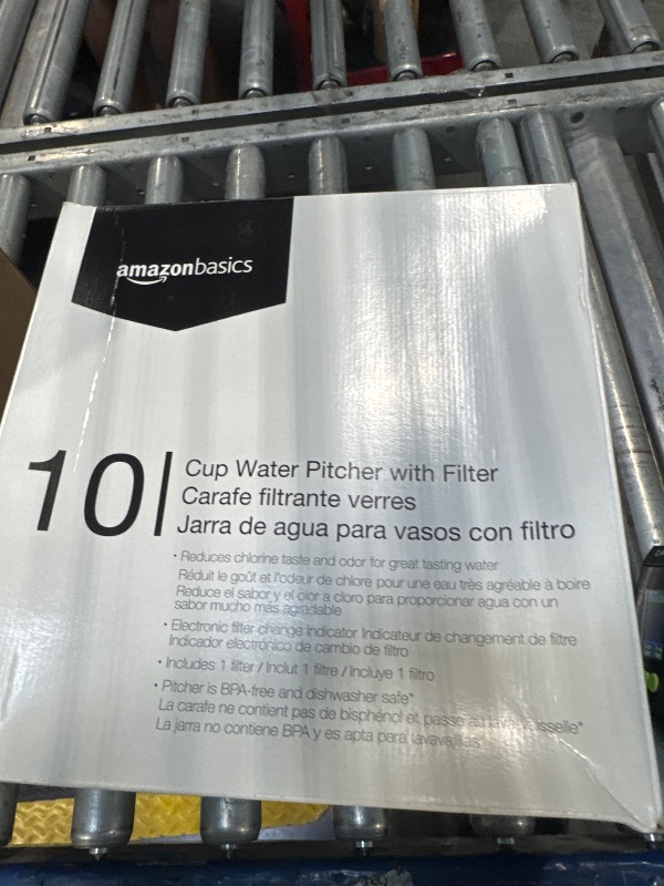 Photo 1 of Amazon Basics 10-Cup Pitcher with Filter Compatible with Brita Water Filter Pitcher for Clean, Crisp Water, WQA and NSF Certified, Made in Europe