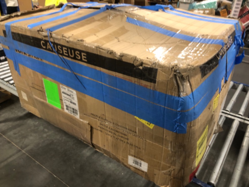 Photo 1 of **MISSING LEGS***Office Star Pacific Loveseat with Padded Box Spring Seats and Silver Finish Legs, Dillon Lipstick Faux Leather