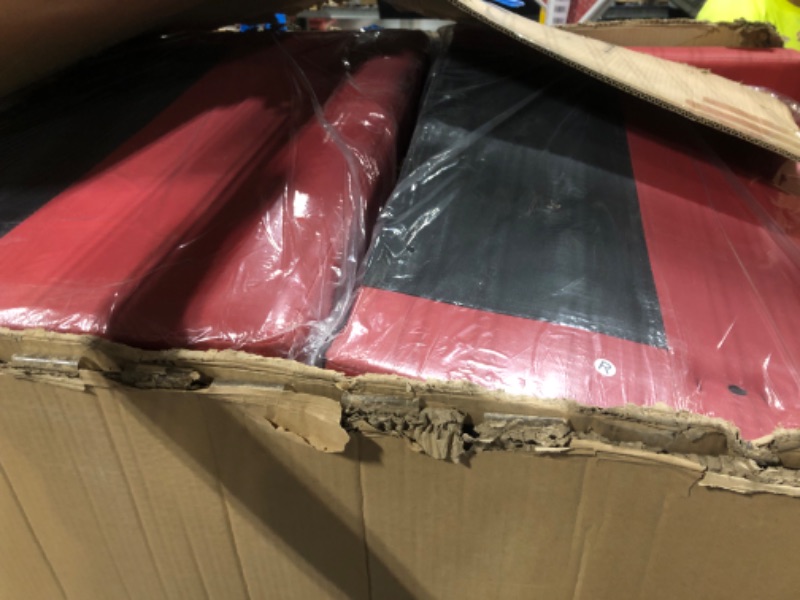 Photo 1 of **MISSING LEGS***Office Star Pacific Loveseat with Padded Box Spring Seats and Silver Finish Legs, Dillon Lipstick Faux Leather