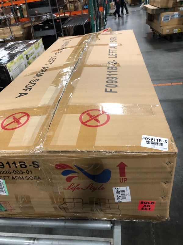 Photo 1 of Fine Funiture Sectional Couch Sofa Set with Ottoman Right Facing Build-in Coffee Table Dark Grey Line - 3 Piece