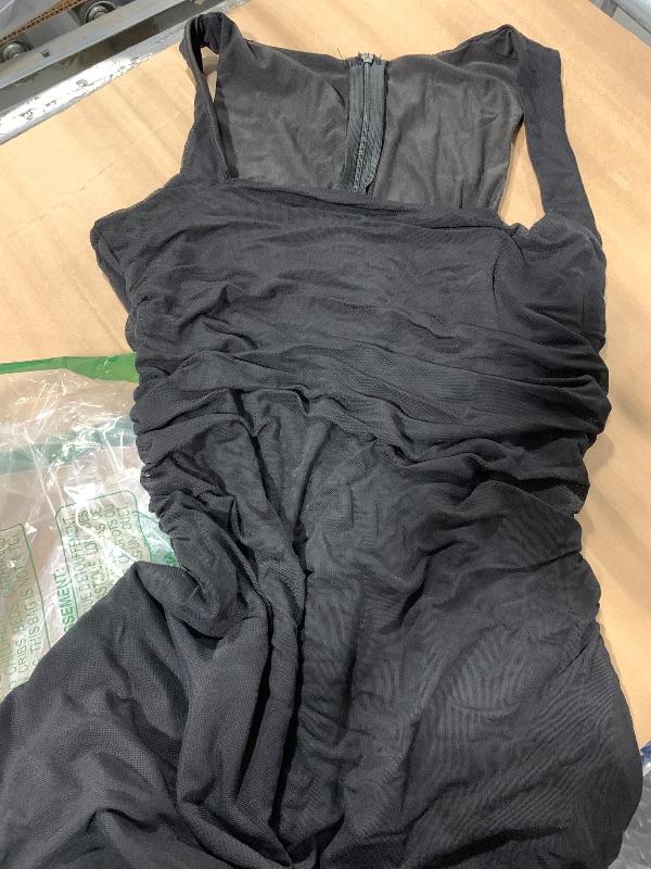 Photo 1 of ** DIFFERENT MODEL - DRAPED LONG DRESS SIZE L ** Women's Satin One Shoulder Sleeveless Ruched Bodycon Party Club Mini Dress Black