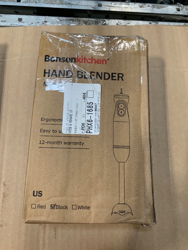 Photo 1 of ***VERY USED*****Bonsenkitchen Hand Blender, Immersion Blender with 2 Mixing Speed, Electric Handheld Mixer Portable Stick Mixer with Stainless Steel Blades for Soup, Smoothie, Puree, Baby Food