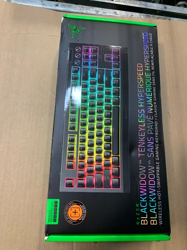 Photo 1 of ** DIFFERENT MODEL RZ03-0143 / NO ACCESSORIES **  Razer BlackWidow V4 TKL HyperSpeed Wireless Hot Swappable Gaming Keyboard: Orange Tactile Switches - Wireless & Bluetooth - Multi-Function Roller & Control Buttons - Chroma RGB - Long Battery Life
