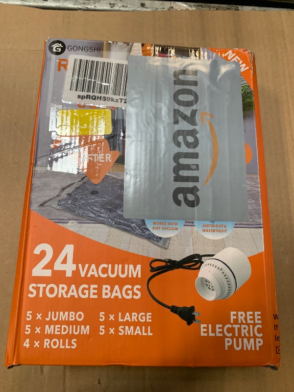 Photo 1 of ***NO PUMP JJUST BAGS!!!!!!!*********24 Pack Vacuum Storage Bags with Electric Pump, (5 Jumbo, 5 Large, 5 Medium, 5 Small, 4 Roll Up Bags) Space Saver Bag for Clothes, Mattress, Blanket, Duvets, Pillows, Comforters,Travel