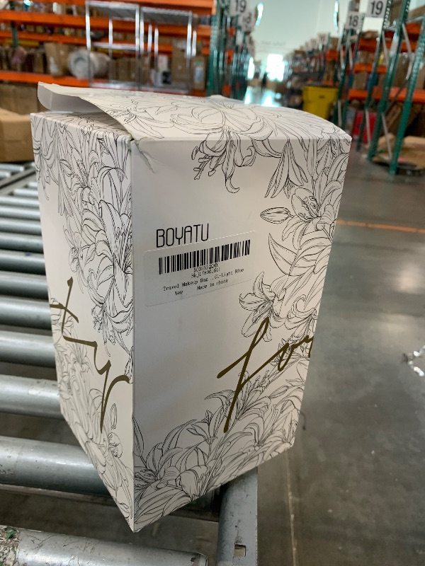 Photo 1 of ****ONLY ONE****BOYATU Travel Makeup Bags Cosmetic Organizer Bag: 3-Set Large Capacity Make up Bag - PU Leather Toiletry Bags for Women - Wide Open Portable Pouch with Divider & Handle (01-Light Blue)