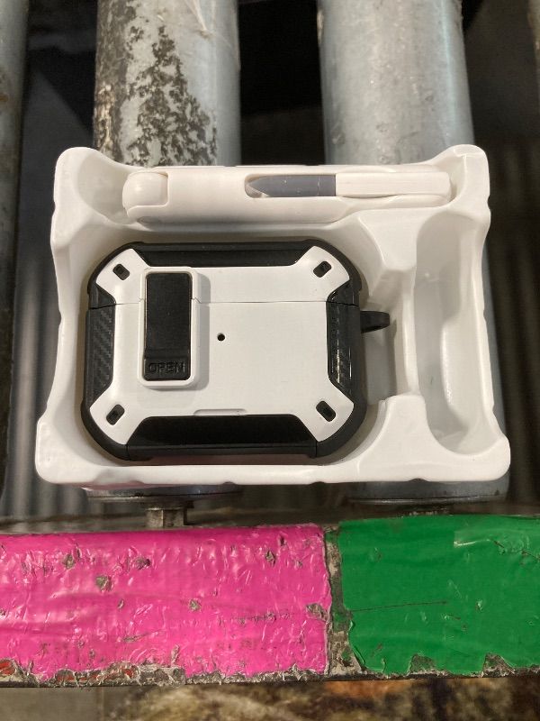 Photo 1 of **MISSING CARABINER** RFUNGUANGO Compatible AirPods Pro 2nd Generation / 1st Generation Protective Case with Phone Holder and Compatible Back Magnetic Suction Function, Suitable for AirPods Pro 2 Case, White