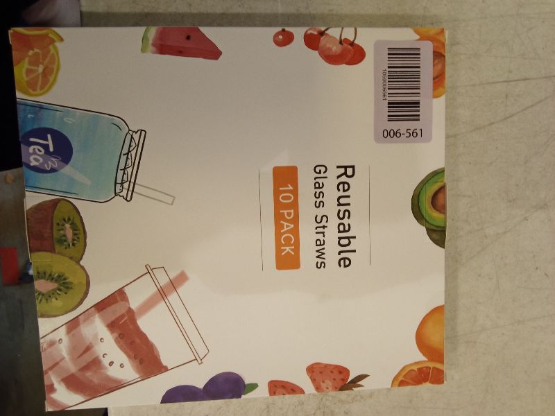 Photo 1 of 10 Pcs Reusable Bent Glass Drinking Straws,9''x10 mm Colorful Glass Straws for Beverages, Shakes, Milk Tea, Juices,Set of 10 Bent with 2 Cleaning Brushes -Shatter Resistant
