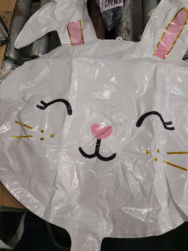 Photo 1 of 30.2" Jumbo Easter Bunny Balloons - Happy Easter Bunny Head Foil Balloons - Animal White Bunnies Rabbit Balloon Jungle Farm Party Birthday Baby Shower