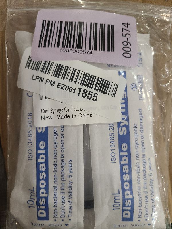 Photo 1 of 10ml Syringe for Liquid, Oral, Scientific Labs, Measurement, Dispensing, with Cap- 3 Pack