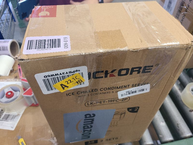 Photo 1 of 2 Pack Chilled Condiment Tray Server with 5 Containers and Removable Compartments, Large Ice Condiment Organizer, Clear Garnish Serving Platter for Kitchen, Fruit, Salad, Food, Bar Accessories