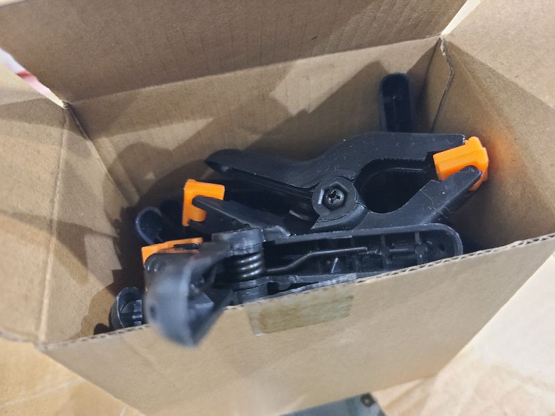 Photo 1 of 12 Pack Plastic Spring Clamps, 3.5inch Small Heavy Duty Clips for Crafts, Backdrop Stand, Woodworking, Photography Studios (Black)