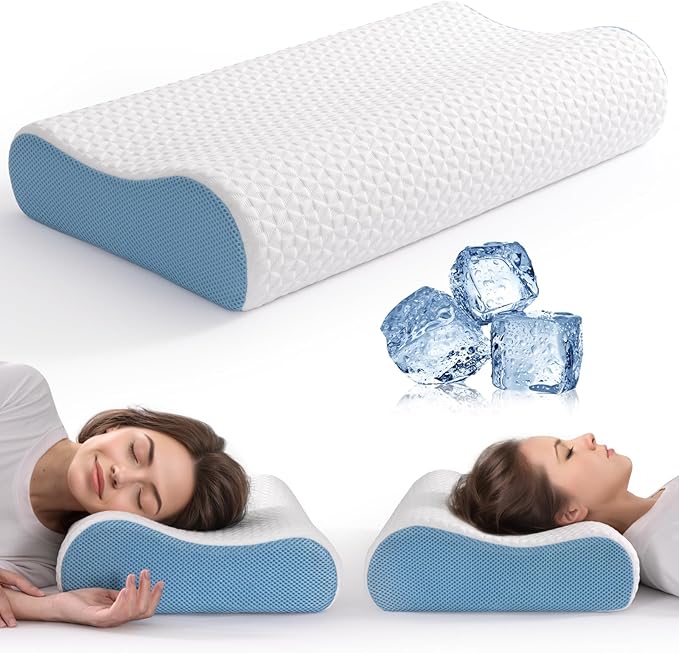 Photo 1 of **MSRP 15.99** Memory Foam Pillows for Neck and Shoulder Pain Relief,Cervical Neck Pillow,Ergonomic Pillow Neck Contour Cervical Orthopedic for Stomach Back Side Sleeper Pillow,Standard,Medium Support