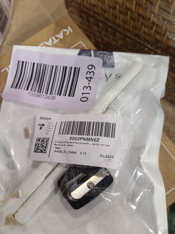 Photo 1 of 2 Pieces White Nail Pencil and Pencil Sharpener Set, 2 In1 Nail Whitening Under French Fingernail with Cuticle Pusher and Handheld Sharpener for DIY Art Manicure Supplies