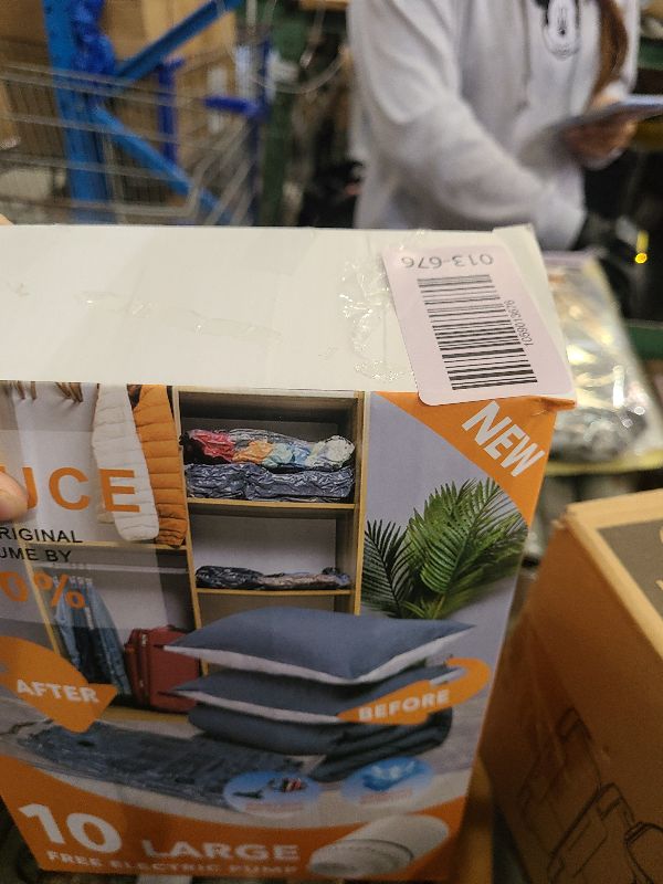 Photo 1 of 10 Large Vacuum Storage Bags with Electric Pump, Plastic Packaging Bags,Space Saver Bag for Clothes, Mattress, Blanket, Duvets, Pillows, Comforters, Travel