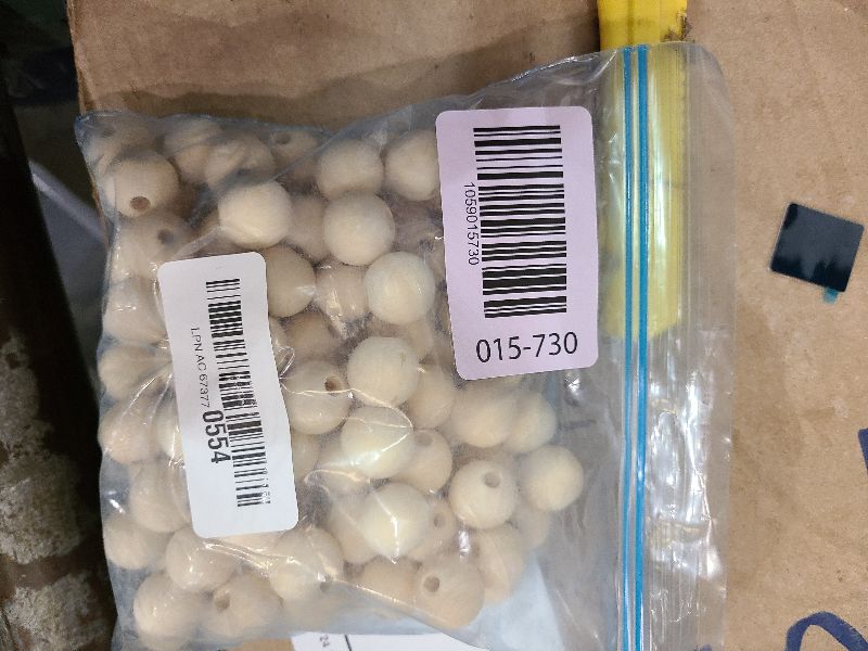 Photo 1 of 18mm Wooden Beads for Craft,100Pcs Round Natural Unfinished Wood Beads for DIY Craft,Bead Garland, Farmhouse Decor