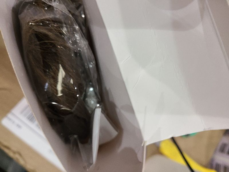 Photo 1 of 10 Inch Ponytail Extension - Straight Pony Tails Hair Extensions, Claw Clip Ponytail Extension, Synthetic Hair Extensions Ponytail, Clip in Ponytail (Color: Chestnut Brown With Golden Highlights)