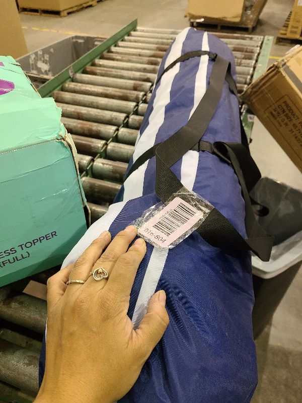 Photo 1 of **MSRP 139.68** MoKo Large Beach Cabana with Side Wall, UPF 50+ Protection Easy Setup Beach Tent, Sun Shelter, Adjustable Height Wind Resistant Cabana for Whole Family, Navy Stripes, 8'×8'