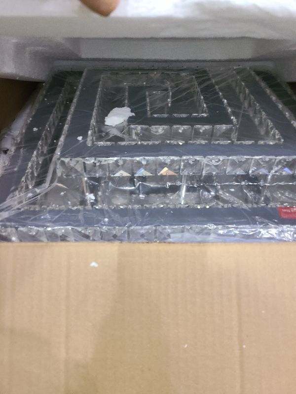 Photo 1 of 34" Large Crystal Chandelier with Remote/APP Control, 3 Color Temperature Light Fixture & Brightness Adjustable, Modern Flush Mount LED Ceiling Light Fixture for LivingRoom Kitchen Hallway Dining Room