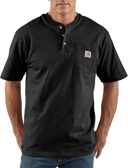 Photo 1 of **MSRP 24.99** Carhartt Men's K84 Short Sleeve Workwear Henley T-Shirt Black Large 
