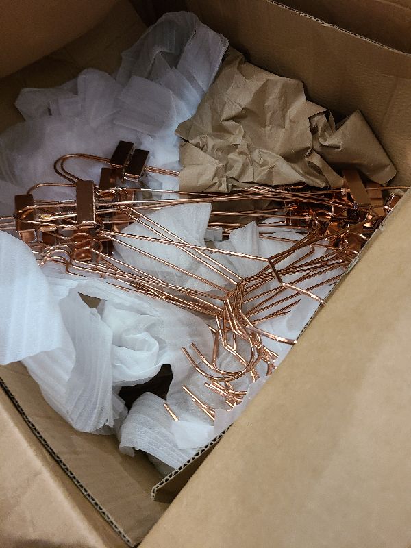 Photo 1 of 10Pack Koobay 16.5" Metal Hook Wire Rose Gold Copper Hangers with Clips Clothes Stroage Coat Hangers