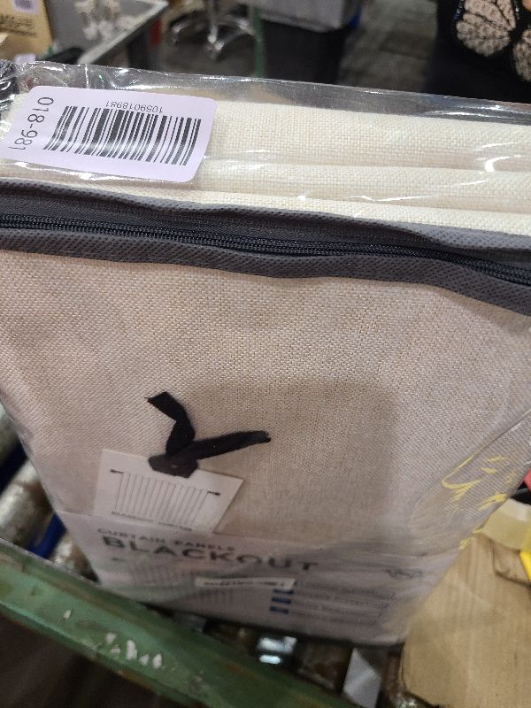 Photo 1 of 100% Blackout Shield Linen Blackout Curtains for Bedroom 96 Inches Long, Back Tab/Rod Pocket Living Room Drapes, Thermal Insulated Blackout Curtains 2 Panels Set, 50" W x 96" L,Cream