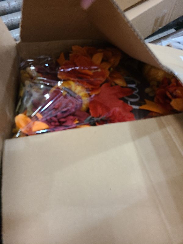 Photo 1 of 20 Inch Artificial Fall Wreaths for Home Front Door Rustic Autumn Wreath with Pumpkin, Sunflower, Mixed Leaves, Happy Fall Sign, Large Wreath for Halloween Thanksgiving Indoor Outdoor Decorations