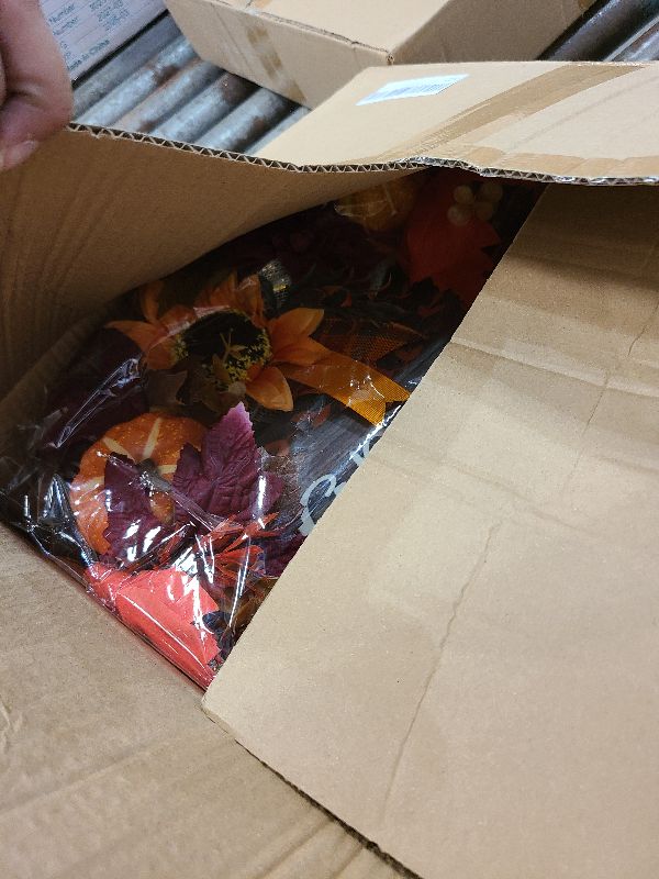 Photo 1 of 20 Inch Artificial Fall Wreaths for Home Front Door Rustic Autumn Wreath with Pumpkin, Sunflower, Mixed Leaves, Happy Fall Sign, Large Wreath for Halloween Thanksgiving Indoor Outdoor Decorations