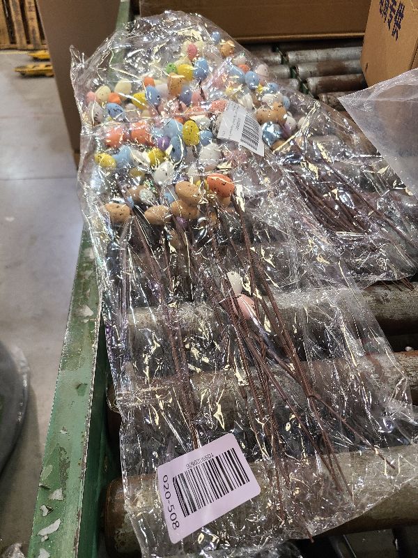 Photo 1 of 10pcs Easter Egg Flowers Picks Decor 17.71'' Artificial Easter Branches and Mixed Berry Twig Eggs Berries Spring Floral Stems Twig Branches for Spring Vase Flower Arrangement Centerpiece