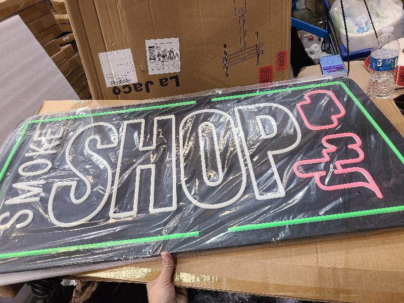 Photo 1 of 35"x18" Extra Large LED Smoke Shop Sign for Smoke Shop, Super Bright Unique Design Neon Sign with Sturdy Chain, High Visibility for Stores Retail Window
