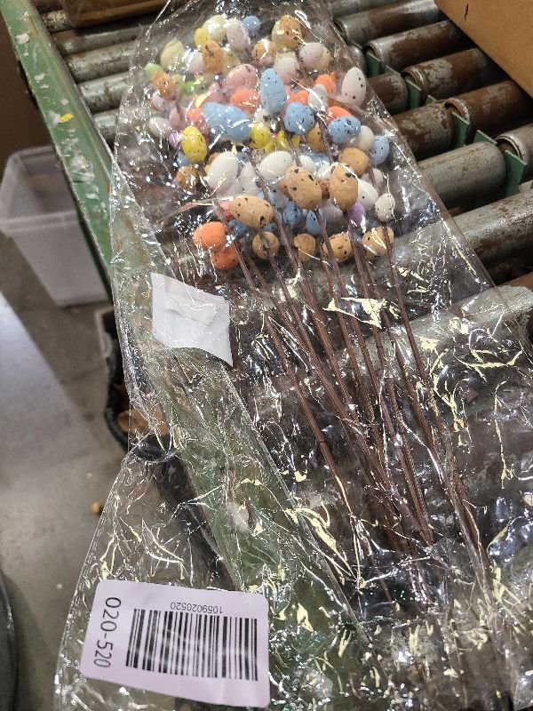 Photo 1 of 10pcs Easter Egg Flowers Picks Decor 17.71'' Artificial Easter Branches and Mixed Berry Twig Eggs Berries Spring Floral Stems Twig Branches for Spring Vase Flower Arrangement Centerpiece