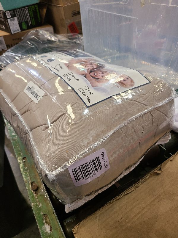 Photo 1 of **MSRP 42.99** CozyLux King Size Comforter Set Taupe, 3 Pieces Solid Breathable Quilted Style Bedding Sets All Season, Luxury Soft Microfiber Down Alternative Comforter Bed Set (1 Comforter & 2 Pillowcases)