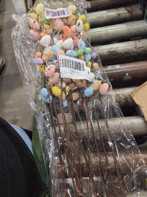 Photo 1 of 10pcs Easter Egg Flowers Picks Decor 17.71'' Artificial Easter Branches and Mixed Berry Twig Eggs Berries Spring Floral Stems Twig Branches for Spring Vase Flower Arrangement Centerpiece