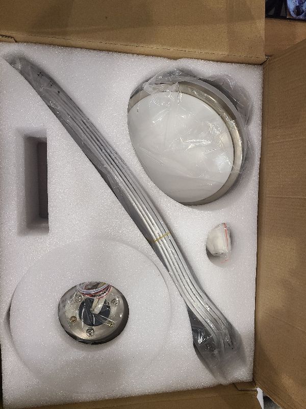 Photo 1 of 46" Ceiling Fans with Lights Remote/APP Control, Low Profile Ceiling Fans with Dimmable White Colors+Ring RGB Lights, 6 Speeds 5 Reversible Curved Blades for Kids Room Bedroom Living Room Bar, Nickel