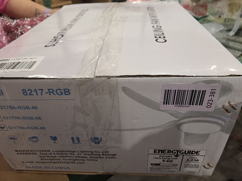 Photo 1 of 46" Ceiling Fans with Lights Remote/APP Control, Low Profile Ceiling Fans with Dimmable White Colors+Ring RGB Lights, 6 Speeds 5 Reversible Curved Blades for Kids Room Bedroom Living Room Bar, Nickel