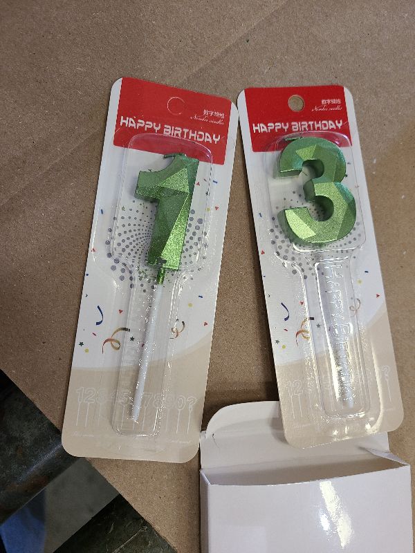 Photo 1 of 13th Birthday Candles Cake Number Candles Happy Birthday Topper Decoration for Wedding Anniversary Celebration Favor, 3.54 Inches Total Length(Green)