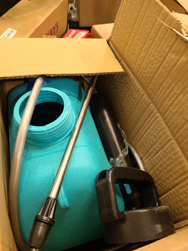 Photo 1 of 2 Gallon Battery Powered Garden Sprayer, Electric Sprayer, Weed Yard Lawn Sprayers with 5 Mist Nozzles & Retractable Wand & Adjustable Strap for Lawn, Garden, Yard