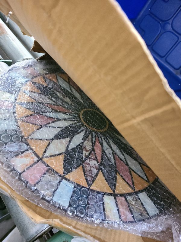 Photo 1 of 1 Pack Metal Mosaic Round Side Table Small 13.4" End Patio Round Accent Table Garden Corner Stand for Small Spaces Weather-Resistant for Balcony Plant Stand Indoor Outdoor