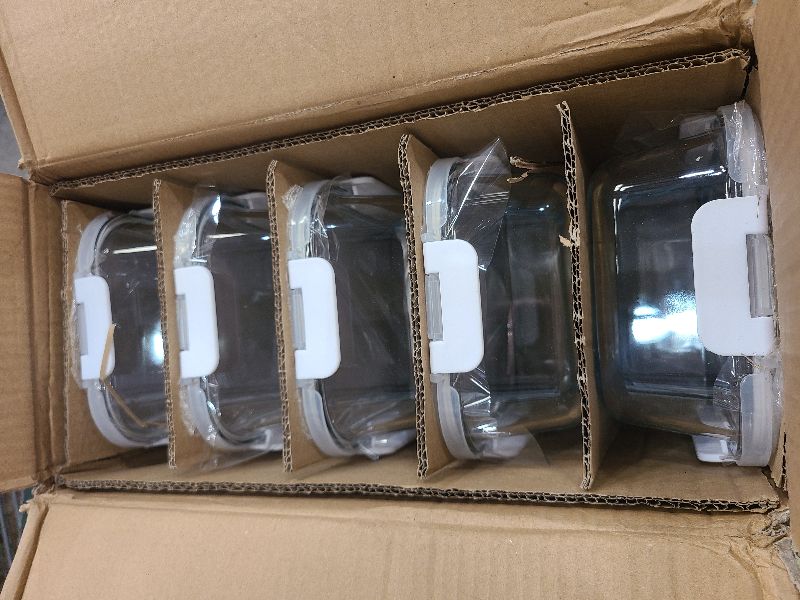 Photo 1 of [5-Pack,36 Oz]Glass Meal Prep Containers 2 Compartments Portion Control with Upgraded Snap Locking Lids Glass Food Storage Containers, Microwave, Oven, Freezer and Dishwasher (4.5 Cups, White)