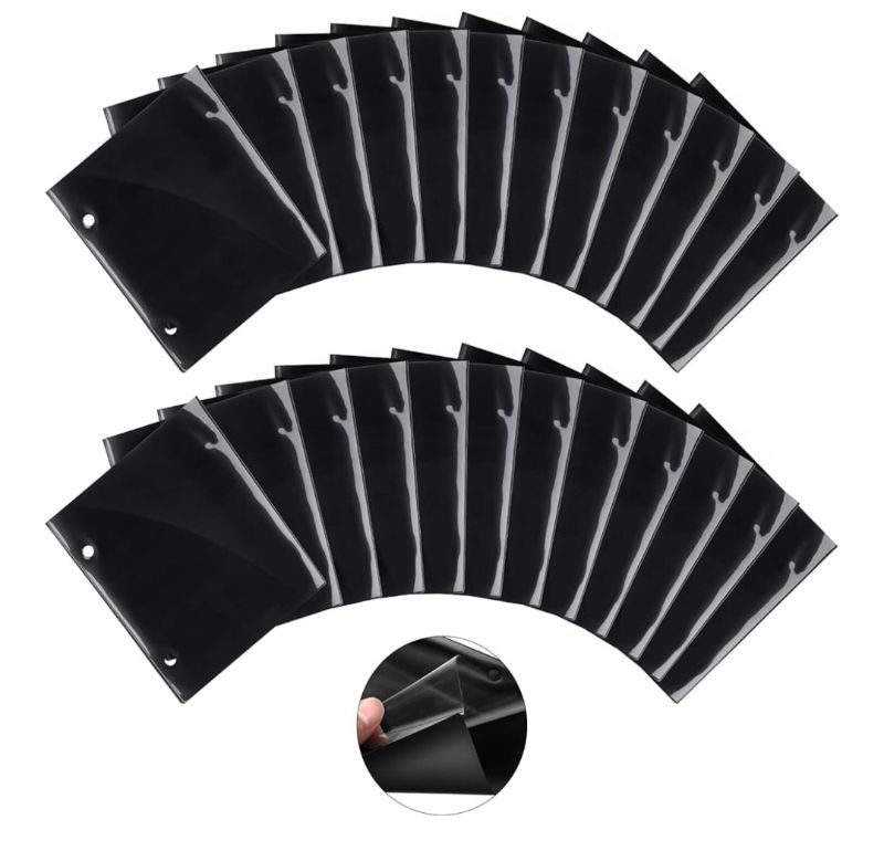 Photo 1 of 24 Pieces Flip Folder Pages Music Folder Marching Band 7.5 x 6.3 Inch Band Flip Choral Folders PVC Waterproof Double Sided Music Files Holder for Sheet (Single Side)