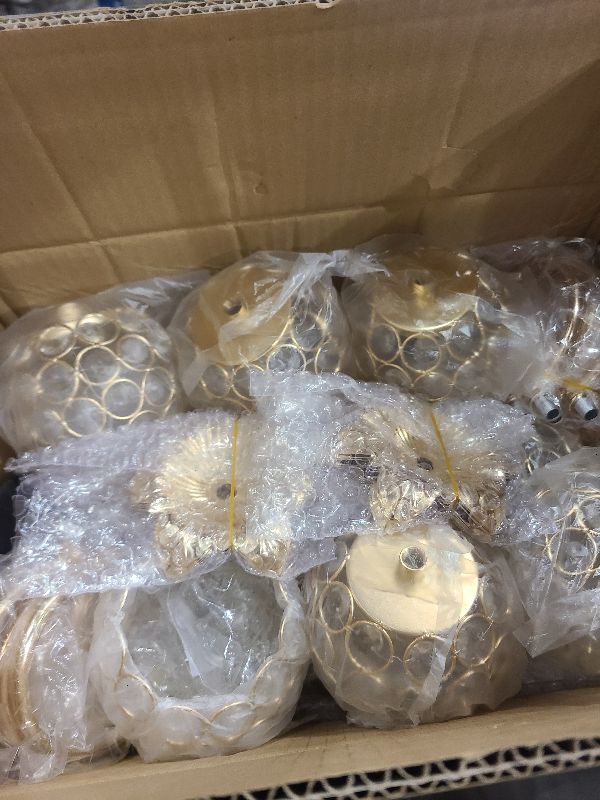 Photo 1 of 2 PCS Kehail Crystal Table Decoration Gold Candle Holder with Pendant, 5 Arm Candelabra Holder Beautiful Hollow Engraved Table Centerpiece for Christmas, Thanksgiving, Weddings, Holiday Parties