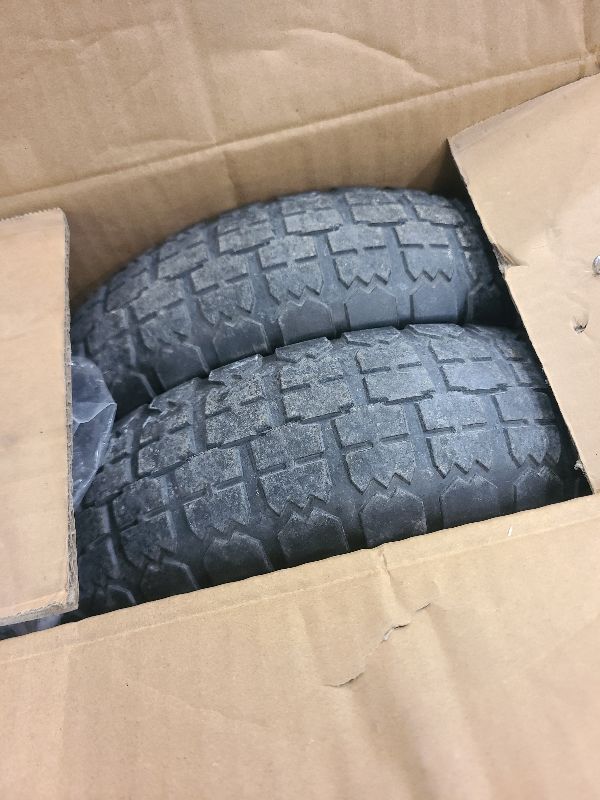 Photo 1 of 13" 4.00-6 Flat Free Wheels Replacement 2-Pack Solid Tire and Wheel for GOR Cart Tires and Wheel, 5/8" & 3/4” Bearings,for Hand Trucks/Garden Carts/Poly Dump Carts